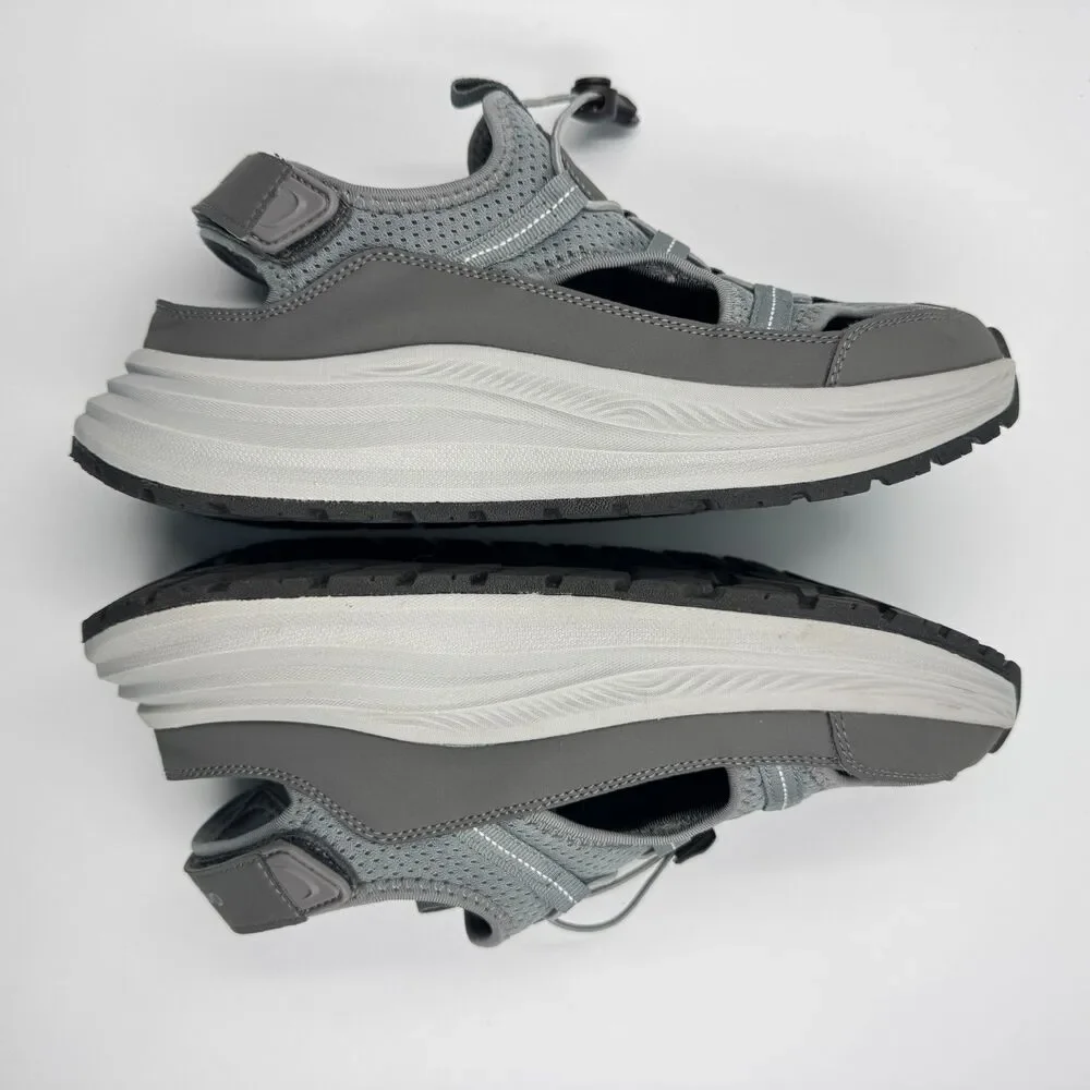 OrthoComfoot Mens 9 Gray Orthopedic Hiking Sandals Closed Toe Cushion Comfort